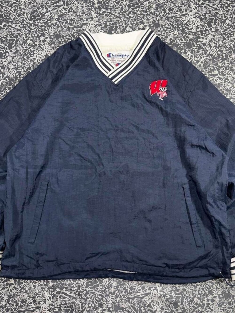 Vintage 90s Champion Wisconsin Badgers Pullover Windbreaker L